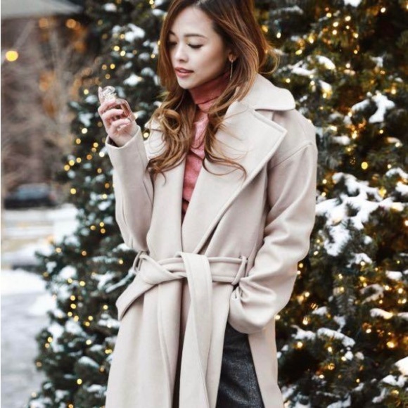 AllSaints blush pink Indira Nesi wool belted wrap coat - Large - Picture 5 of 14